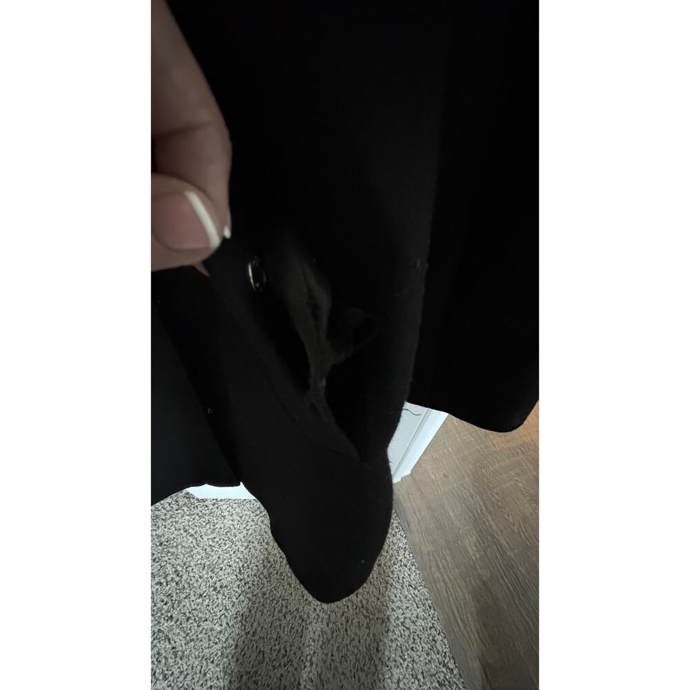 GUESS Black Wool Blend Coat Women’s L Button/Zip Dressy DarkAcademia Fitted - Picture 4 of 10